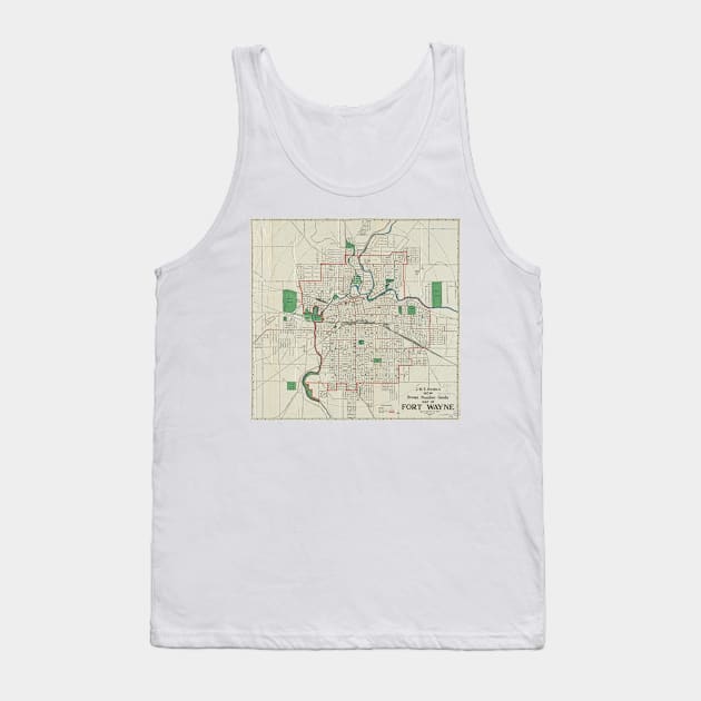 Vintage Map of Fort Wayne Indiana (1919) Tank Top by Bravuramedia